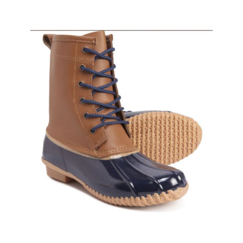 KHOMBU Womens Tan/Brown On Slick Surfaces Clarissa Almond Duck Boots 11 M